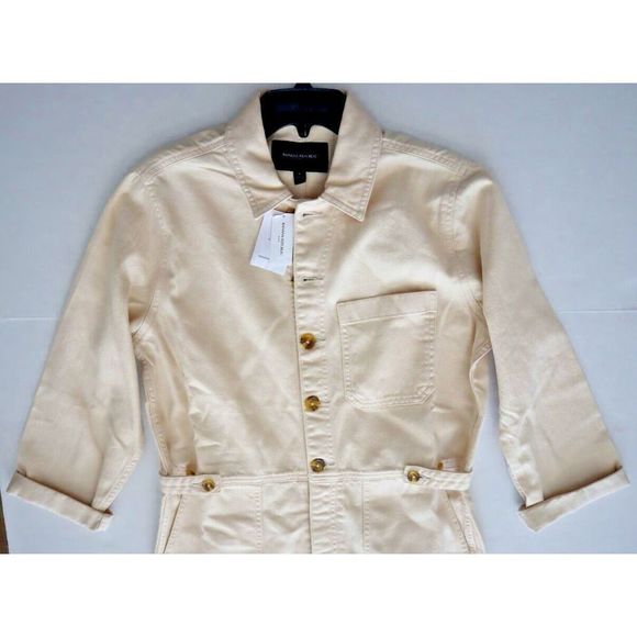 Banana Republic 865092001 Womens Sz 6 Light Ecru Cream/Beige Denim Jumpsuit $140 - Picture 6 of 16